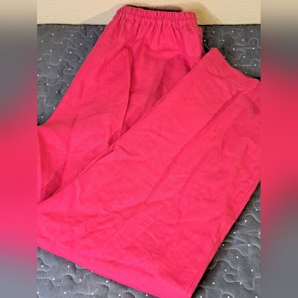 Kim Rogers pink 100% linen pants size medium petite